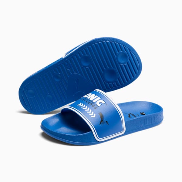 PUMA x SONIC Leadcat Little Kids' Slides, Palace Blue-Puma White, extralarge