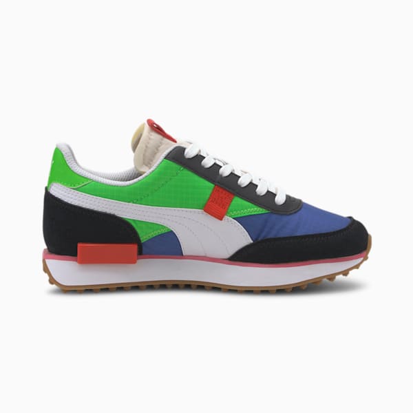 Future Rider Play On Youth Sneakers, Puma Black-Fluo Green-Dazzling Blue, extralarge-IND