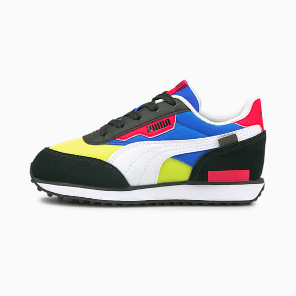 Future Rider Play On Kid's Sneakers, Puma Black-Yellow Glow-Ultra Blue, extralarge-IND