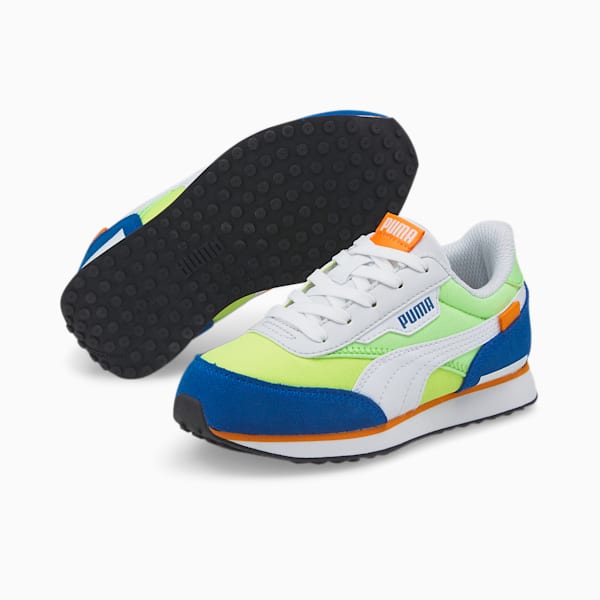 Future Rider Play On Little Kids' Shoes, Puma White-Fizzy Lime-Puma Royal, extralarge