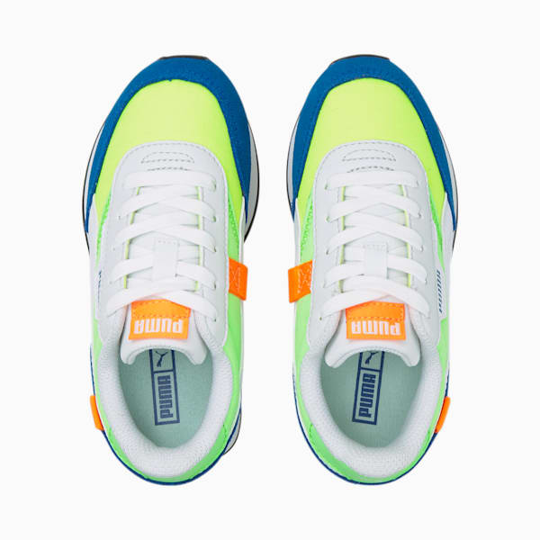 Future Rider Play On Little Kids' Shoes, Puma White-Fizzy Lime-Puma Royal, extralarge