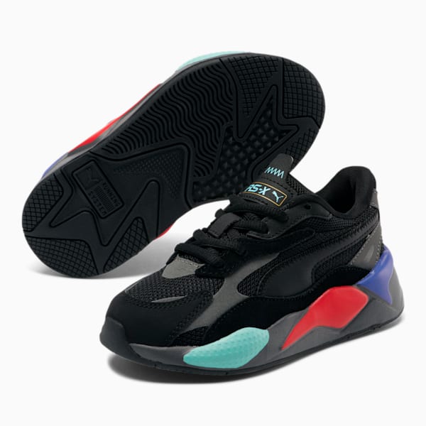 RS-X³ Puzzle Little Kids' Shoes, P.Black-P.Black-H.Risk Red, extralarge