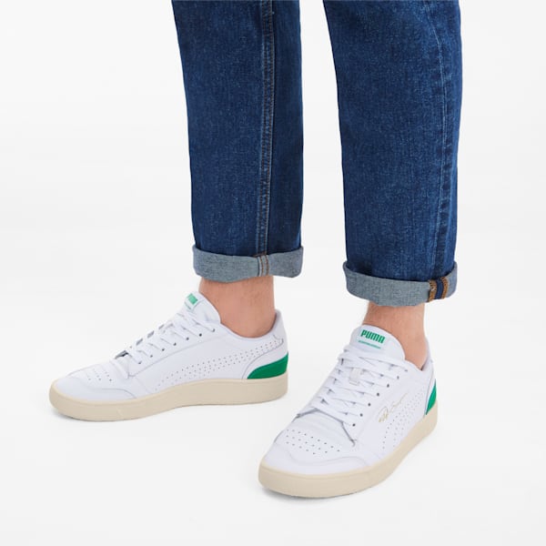 Ralph Sampson Lo Perforated Soft Trainers, Puma White-Amazon Green-Whisper White, extralarge-IND