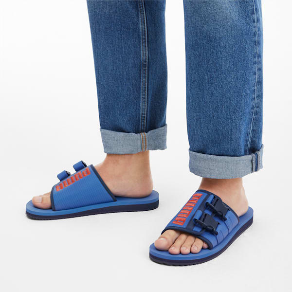 Wilo Lux Nylon Sandals, Palace Blue-Hot Coral-Dark Denim, extralarge