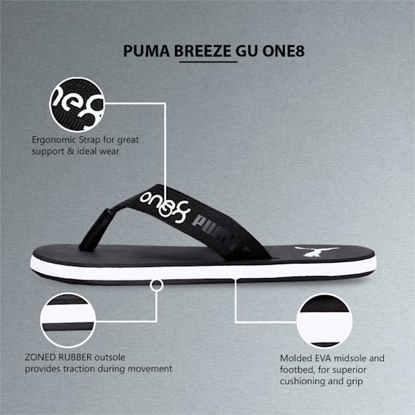 PUMA x one8 Breeze GU Men's Sandals, Puma Black-Puma White, extralarge-IND
