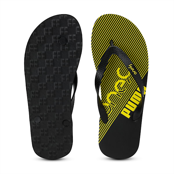 PUMA x one8 FF Unisex Flip-Flops, Puma Black-Nrgy Yellow, extralarge-IND