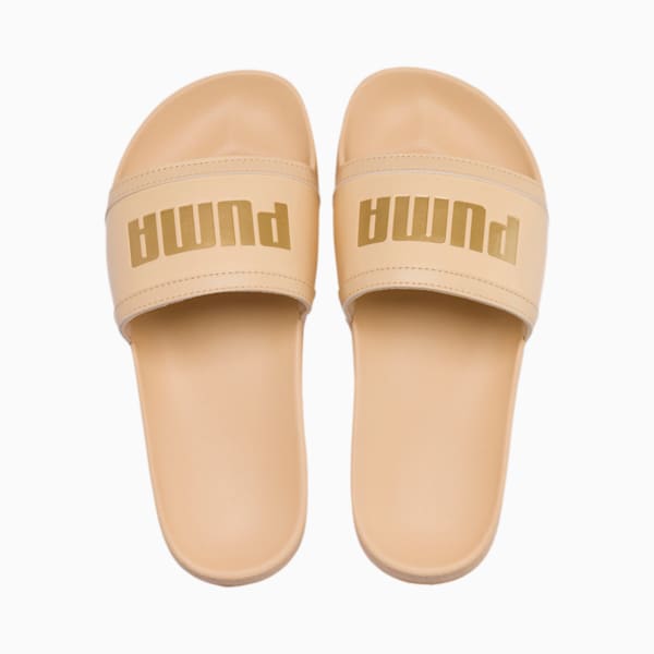 Leadcat FTR Logo Metal Women's Slides, Natural Vachetta-NV, extralarge