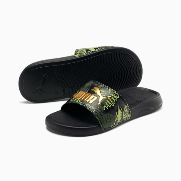 Popcat 20 Summer Women's Slides, Puma Black-Puma Team Gold, extralarge