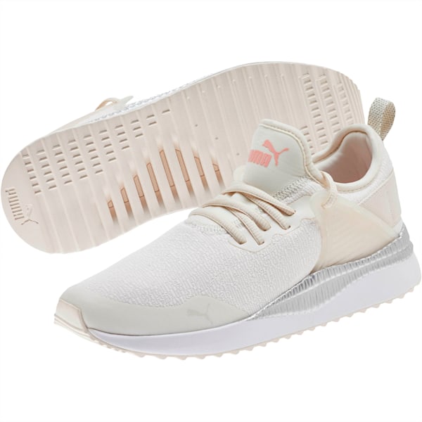 Pacer Next Cage Glitter Women's Sneakers, Pastel Parchment-Bridal Rose-Puma White-Puma Silver, extralarge