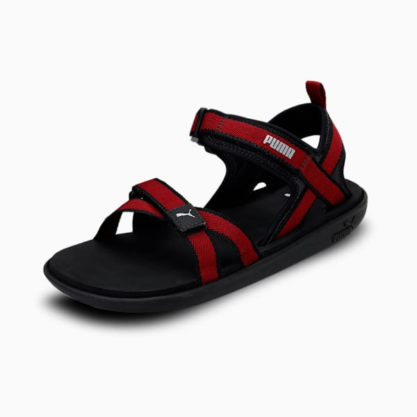 Pebble MU Sandals, Puma Black-Silver-Red Dahlia, extralarge-IND