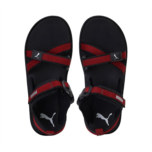 Pebble MU Sandals, Puma Black-Silver-Red Dahlia, extralarge-IND