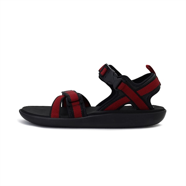 Pebble MU Sandals, Puma Black-Silver-Red Dahlia, extralarge-IND