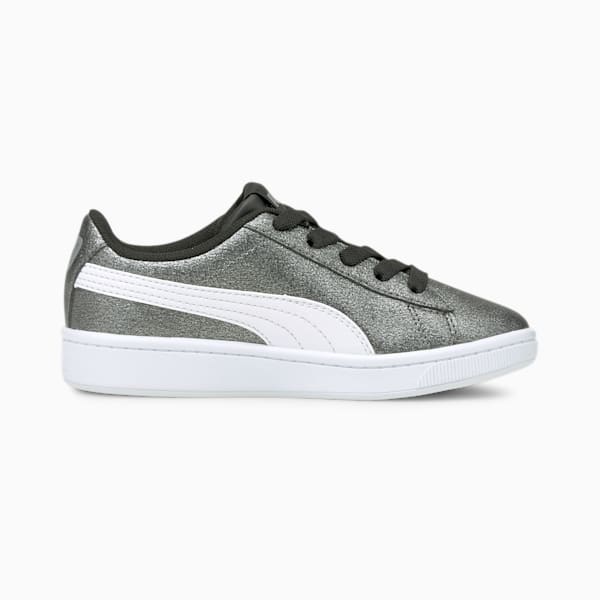 PUMA Vikky v2 Glitz 2 Little Kids' Shoes, Silver-White-Puma Black, extralarge