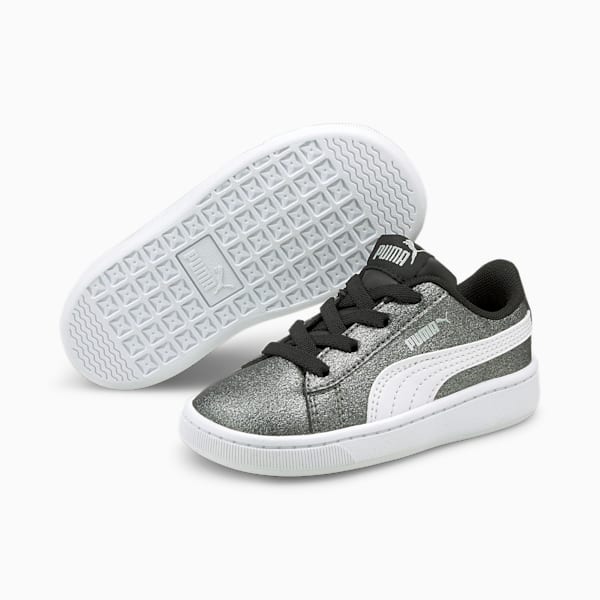 PUMA Vikky v2 Glitz 2 Toddler Shoes, Puma Silver-Puma White-Puma Black, extralarge