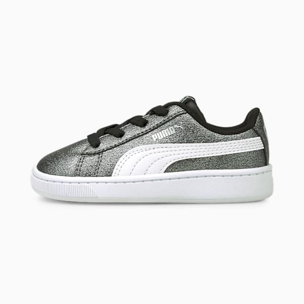 PUMA Vikky v2 Glitz 2 Toddler Shoes, Puma Silver-Puma White-Puma Black, extralarge