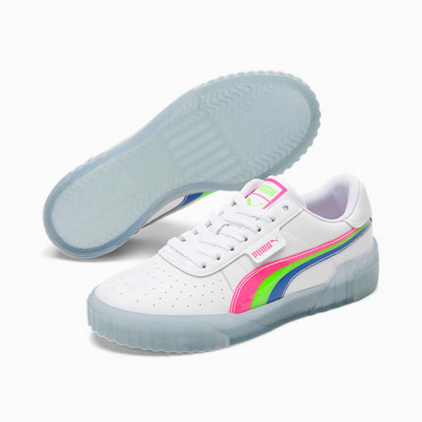 Cali Neon Iced Women's Sneakers, Puma White-Fluo Pink-Dazzling Blue, extralarge