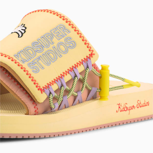 PUMA x KIDSUPER STUDIOS PUMA Wilo Slides, Mellow Yellow-Peach Beige, extralarge