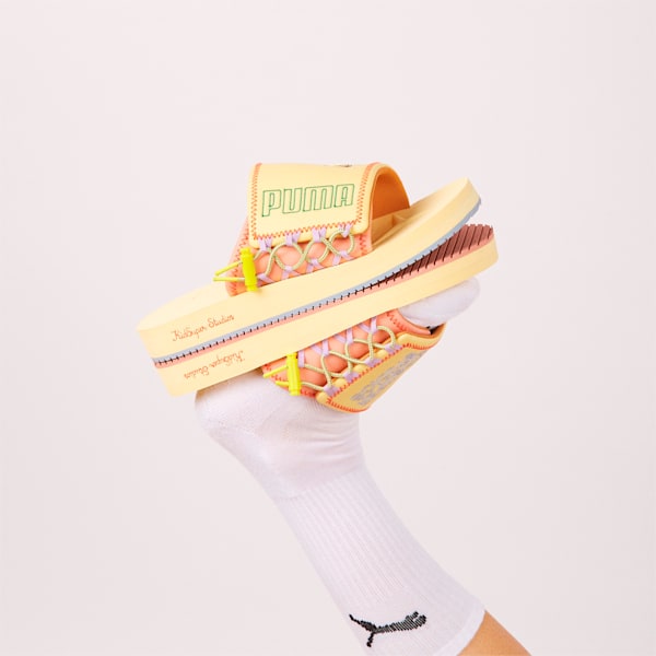 PUMA x KIDSUPER STUDIOS PUMA Wilo Slides, Mellow Yellow-Peach Beige, extralarge