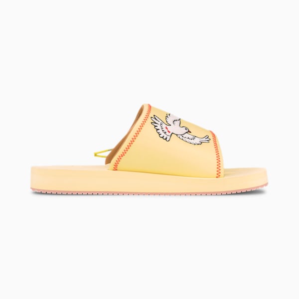 PUMA x KIDSUPER STUDIOS PUMA Wilo Slides, Mellow Yellow-Peach Beige, extralarge