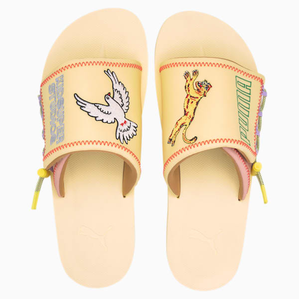 PUMA x KIDSUPER STUDIOS PUMA Wilo Slides, Mellow Yellow-Peach Beige, extralarge