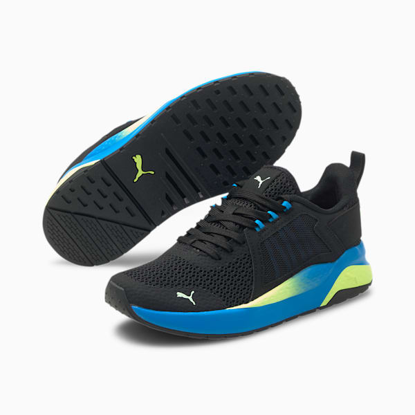 Anzarun Interest Mesh Sneakers JR, Puma Black-Nrgy Blue-Fizzy Yellow, extralarge