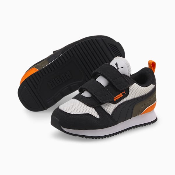 R78 Velcro Toddler Sneakers, Puma White-Puma Black-Vibrant Orange, extralarge-IND