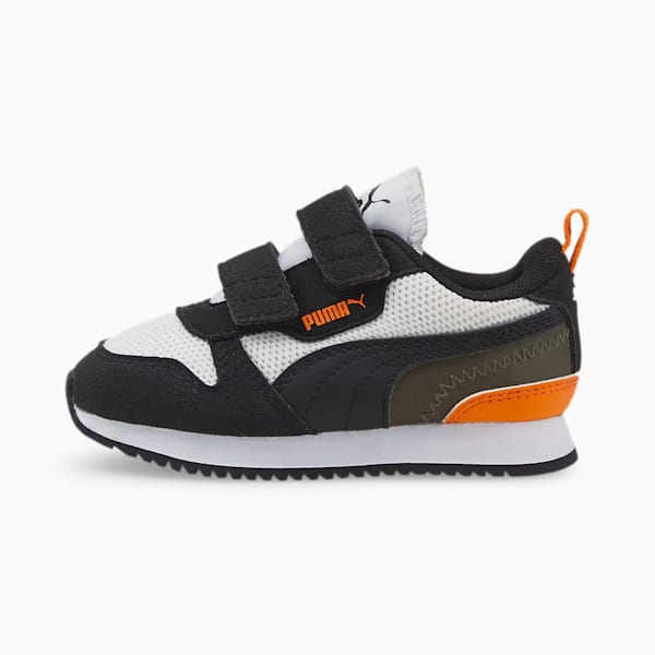 R78 Velcro Toddler Sneakers, Puma White-Puma Black-Vibrant Orange, extralarge-IND