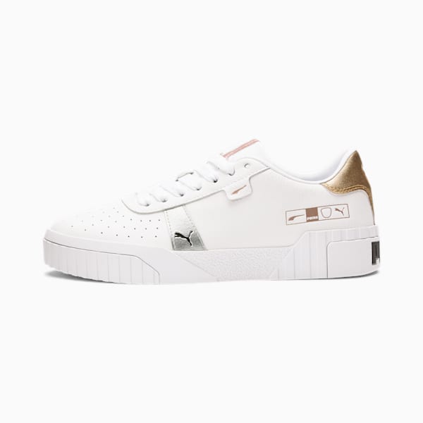 Cali Hacked Metallic Women's Sneakers, Puma White-Puma Silver, extralarge