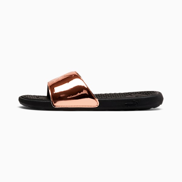 Cool Cat Sport Foil Women's Slides, Puma Black-Rose Gold, extralarge