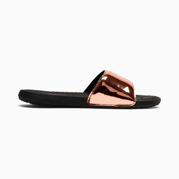 Cool Cat Sport Foil Women's Slides, Puma Black-Rose Gold, extralarge