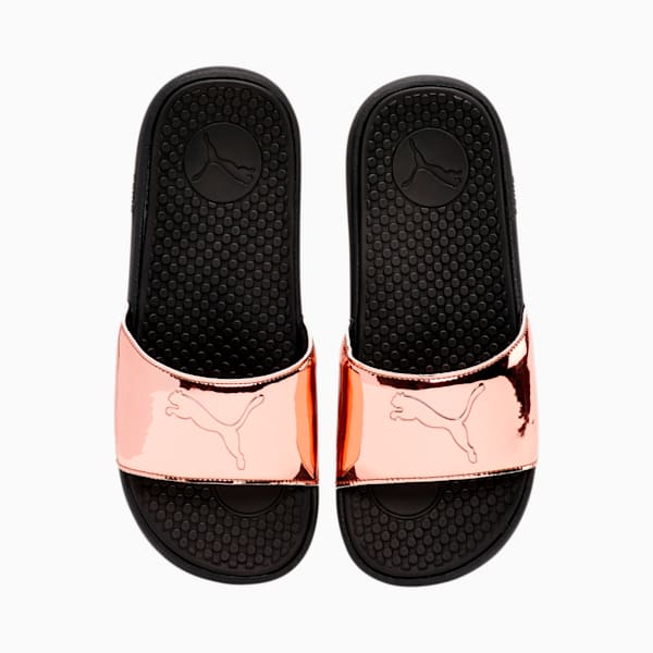 Cool Cat Sport Foil Women's Slides, Puma Black-Rose Gold, extralarge