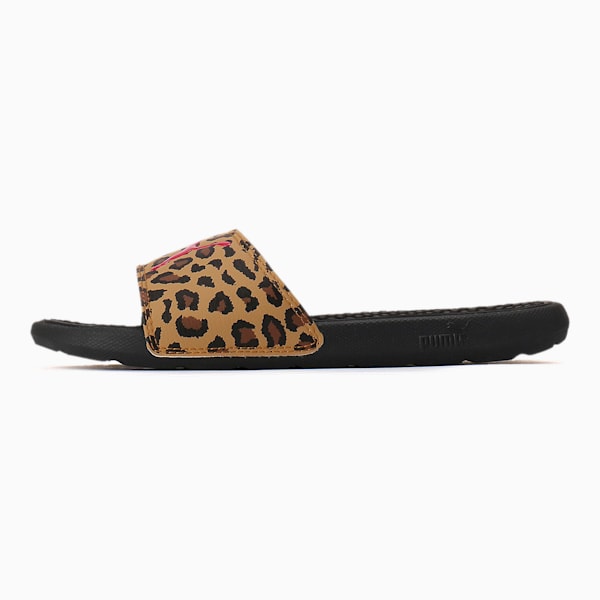 Cool Cat Sport Leopard Women's Slides, Puma Black-BRIGHT ROSE, extralarge