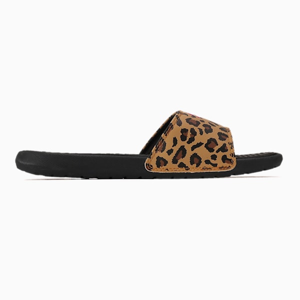 Cool Cat Sport Leopard Women's Slides, Puma Black-BRIGHT ROSE, extralarge