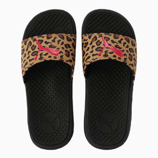 Cool Cat Sport Leopard Women's Slides, Puma Black-BRIGHT ROSE, extralarge