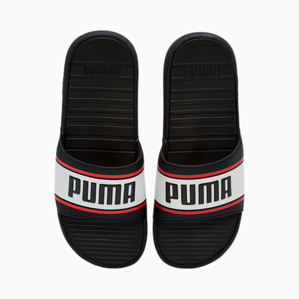 Cool Cat Sport Retro Men's Slides, Puma Black-Puma White-High Risk Red