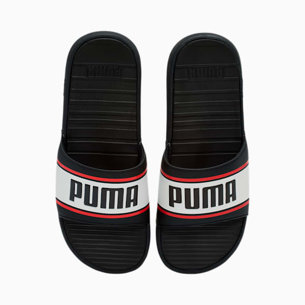 Cool Cat Sport Retro Men's Slides, Puma Black-Puma White-High Risk Red, extralarge