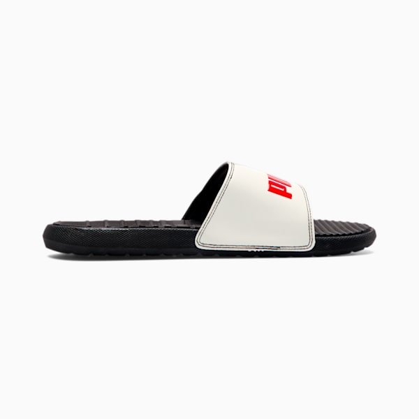 Cool Cat Block Men's Slides, PB-Puma White-High Risk Red, extralarge