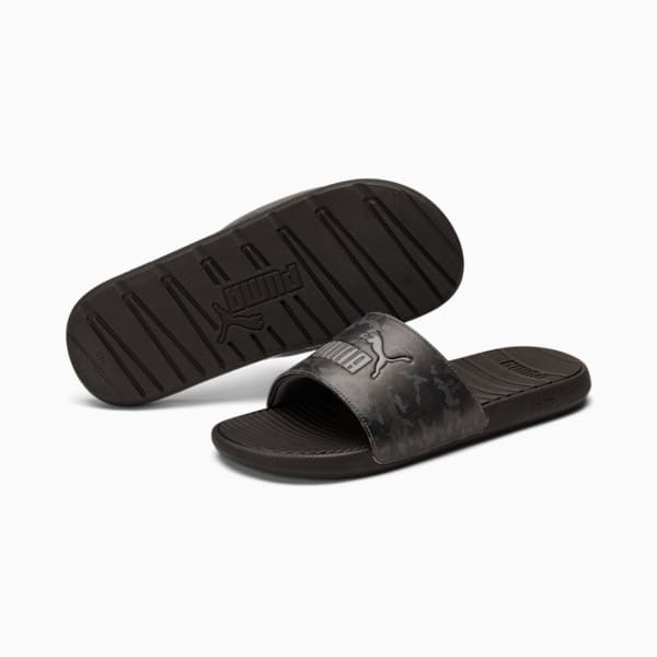 Cool Cat Camo Men's Slides, Asphalt-Puma Black-QUIET SHADE, extralarge