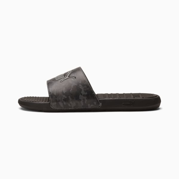 Cool Cat Camo Men's Slides, Asphalt-Puma Black-QUIET SHADE, extralarge