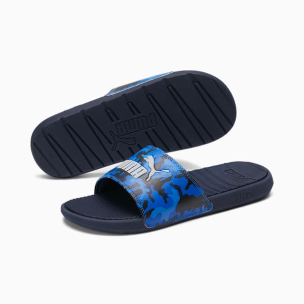 Cool Cat Camo Men's Slides, Future Blue-Puma Royal-Puma Black-Puma White, extralarge