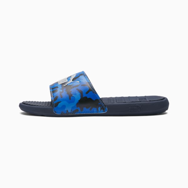 Cool Cat Camo Men's Slides, Future Blue-Puma Royal-Puma Black-Puma White, extralarge