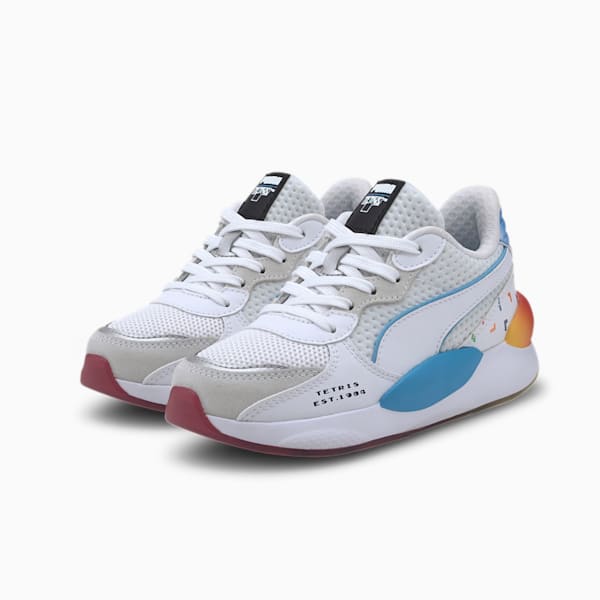 PUMA x TETRIS RS 9.8 Little Kids' Shoes, Puma White-Luminous Blue, extralarge