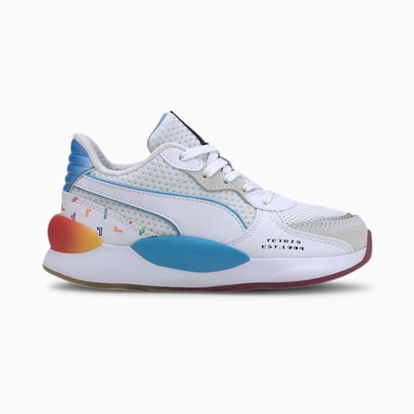 PUMA x TETRIS RS 9.8 Little Kids' Shoes, Puma White-Luminous Blue, extralarge