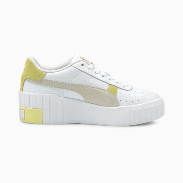 Cali Wedge Mix Women's Sneakers, Puma White-Yellow Pear, extralarge