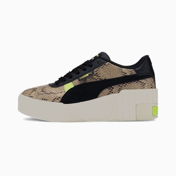 Cali Wedge Snake Women's Sneakers, Pale Khaki-Puma Black-Marshmallow, extralarge