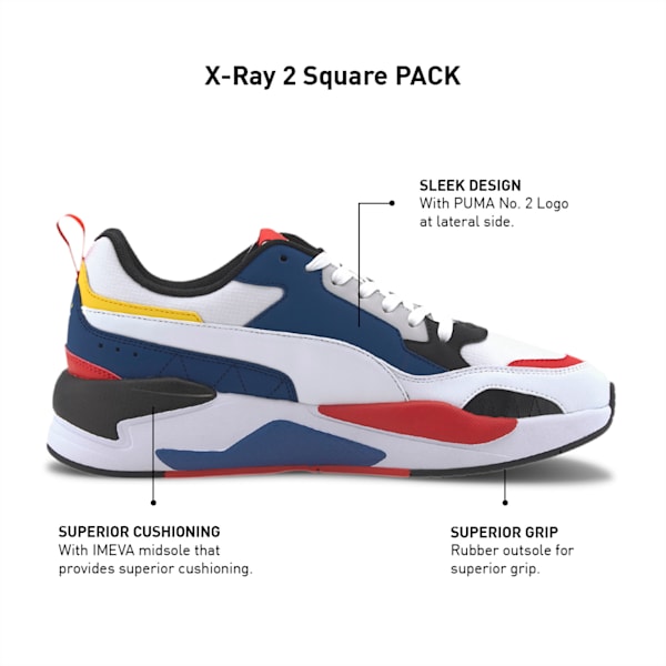 X-Ray 2 Square PACK IMEVA Shoes, Puma White-Limoges-Puma Black-Gray Violet-High Risk Red, extralarge-IND