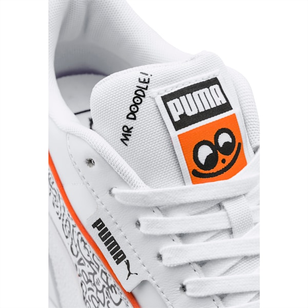 PUMA x MR DOODLE Cali Wedge Women's Sneakers, Puma White-Puma Black-Dragon Fire, extralarge