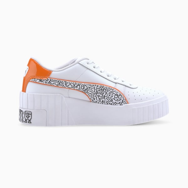 PUMA x MR DOODLE Cali Wedge Women's Sneakers, Puma White-Puma Black-Dragon Fire, extralarge