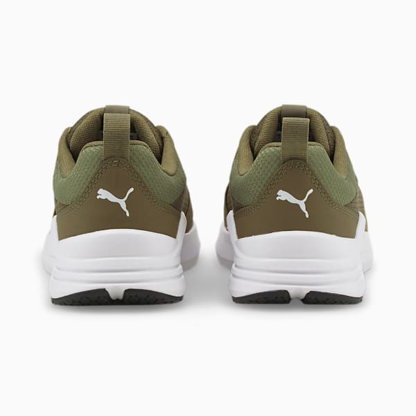 Wired Run Youth Trainers, Burnt Olive-Puma White
