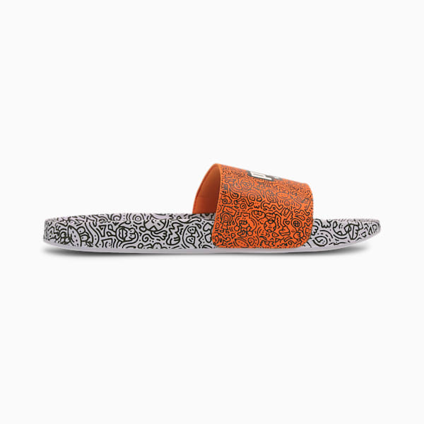 PUMA x MR DOODLE Leadcat 20 Men's Slides, Puma White-PB-Dragon Fire, extralarge